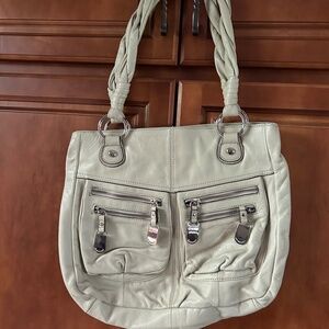 B Makowsky Cream Leather Purse